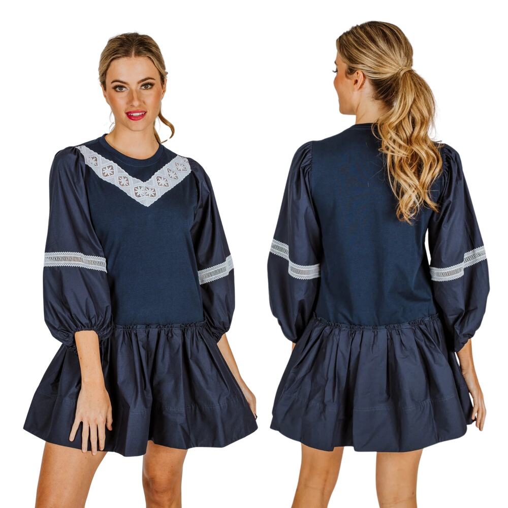 Tanya Taylor Kirstie Mini Dress Drop Waist Boho Preppy Party Academia School XS